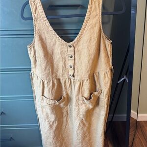 notPERFECTLINEN Brown Button-Front Dress